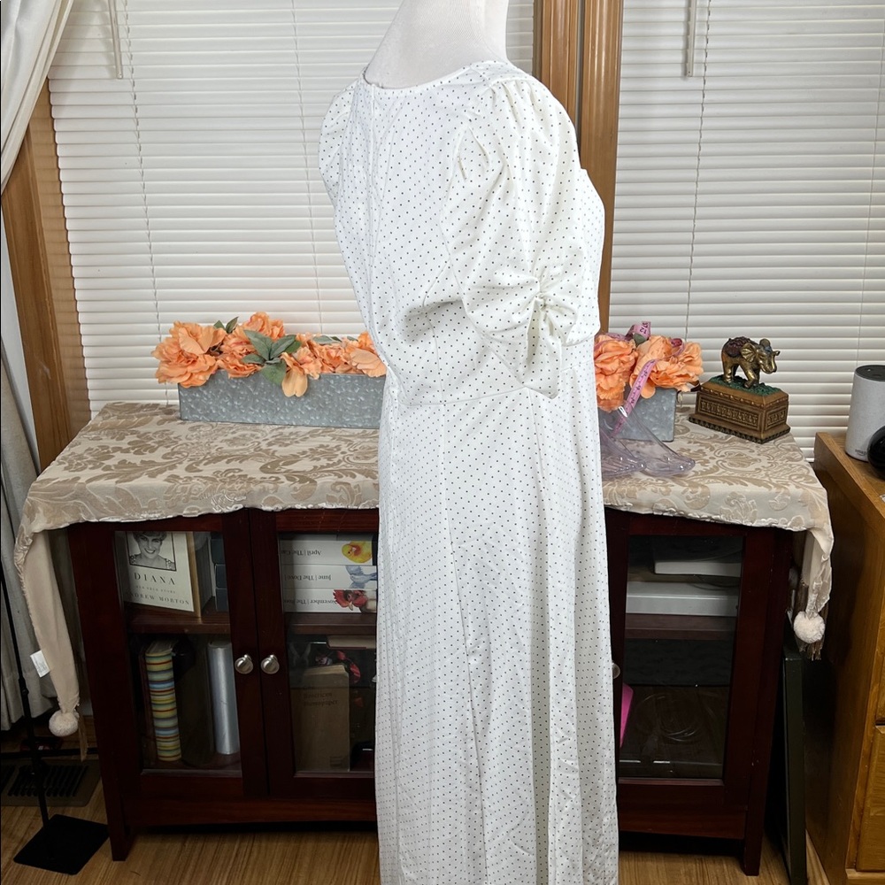 Danielle Bernstein Polka Dot Puff Sleeves Slip Dress Size 12 NWT - Picture 7 of 11